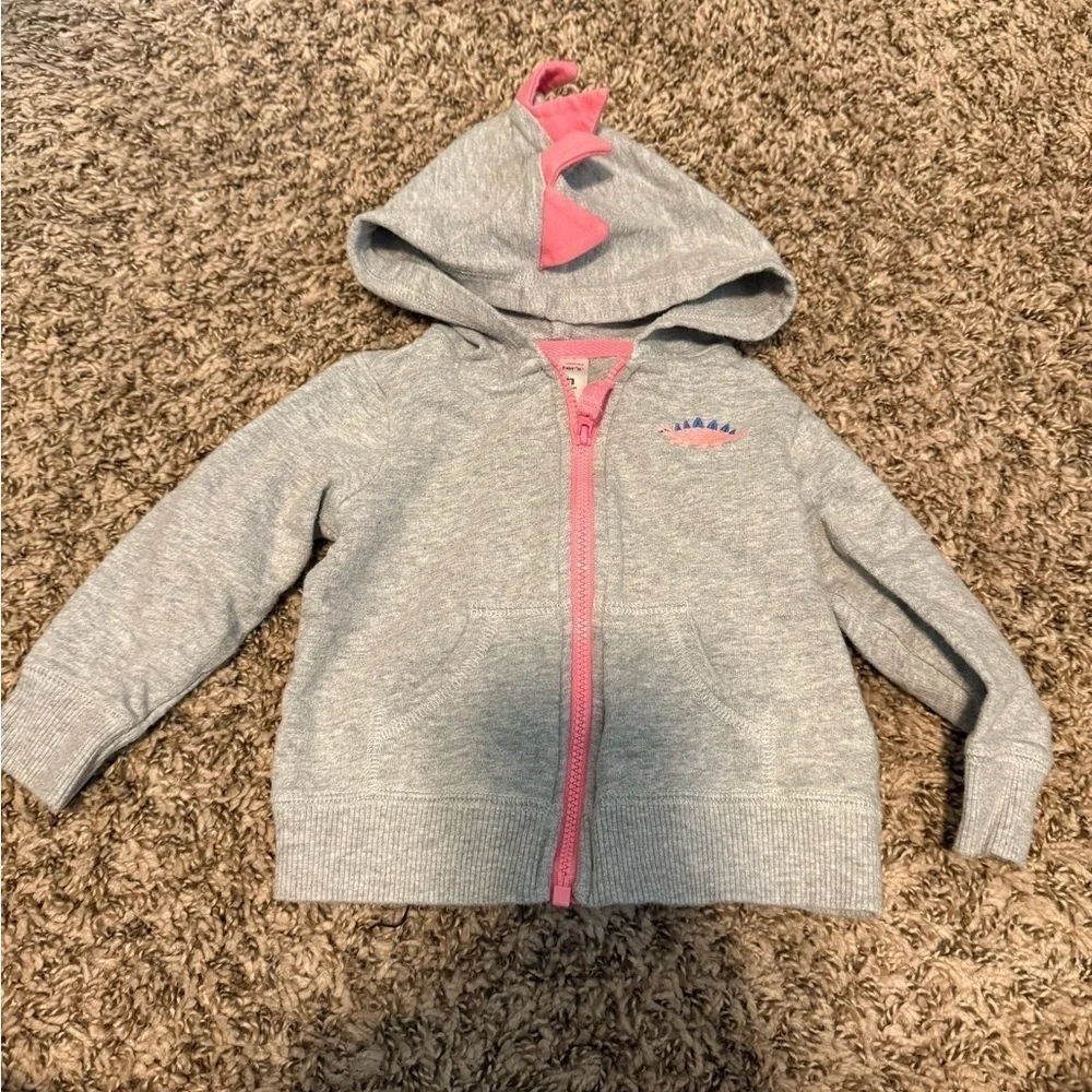 Carter's Gray and Pink Full-Zip Hoodie Sweatshirt
